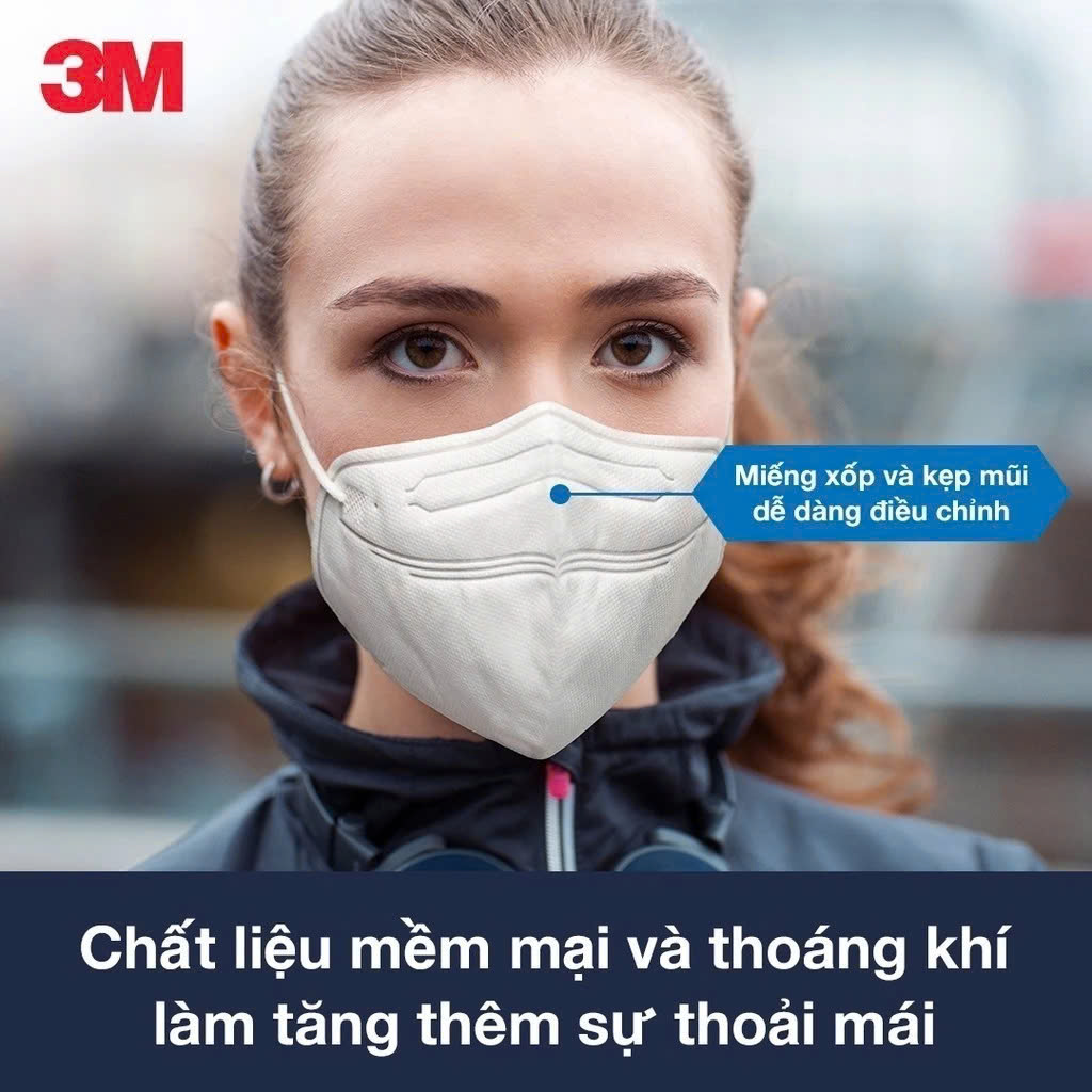 Khẩu trang chống bụi mịn 3M 9513 KN95 có công nghệ lọc tĩnh điện vượt trội “electrostatic filter” - 3 cái/ túi nilong, , large image number 1
